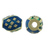 Perles bijoux en laiton, ovale, Placage de couleur d'or, émail & deux tons, protéger l'environnement, sans nickel, plomb et cadmium, 9x8.50mm, Trou:Environ 2.8mm, 250PC/lot, Vendu par lot