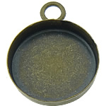Apprêts pendentifs en laiton, Plat rond, Plaqué de couleur de bronze antique, sans plomb et cadmium, 17x22x3mm, Trou:Environ 3mm, Diamètre intérieur:Environ 16mm, 300PC/lot, Vendu par lot