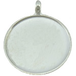 Brass Pendant Findings, Flat Round, silver color plated, lead & cadmium free, 19x23x2mm, Hole:Approx 3mm, Inner Diameter:Approx 18mm, 200PCs/Lot, Sold By Lot
