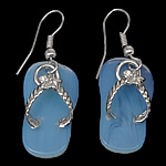 Sea Opal Drop Earring, with Brass, brass earring hook, Shoes, platinum color plated, nickel, lead & cadmium free, 40mm, 12x22x2mm, 20Pairs/Lot, Sold By Lot