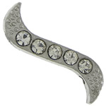 Letter Tibetan Style Connector, Letter S, platinum color plated, with rhinestone & 1/1 loop, nickel, lead & cadmium free, 18.50x6.50x3mm, Hole:Approx 1.5mm, 400PCs/Lot, Sold By Lot