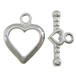Zinc Alloy Toggle Clasp Heart platinum color plated single-strand nickel lead & cadmium free  Approx 2.5mm 2mm Sold By Lot