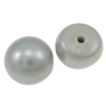 Perles nacres de culture d'eau douce demi percées , perle d'eau douce cultivée, ovale, naturel, semi-foré, gris, protéger l'environnement, sans nickel, plomb et cadmium, 6.5-7mm, Trou:Environ 0.5mm, Environ 56pairescouple/lot, Vendu par lot