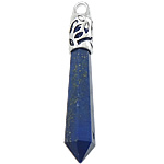 Natural Lapis Lazuli Pendants, with Brass, pendulum, platinum color plated, 12x62x12mm, Hole:Approx 4mm, 10PCs/Lot, Sold By Lot