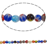 Millefiori Lampwork Beads, Glass Chevron, Round, handmade, mixed colors, 6mm, Hole:Approx 1mm, Length:Approx 15 Inch, 10Strands/Lot, Sold By Lot