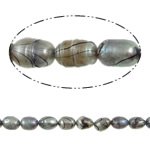 Perlas Arroz Freshwater, Perlas cultivadas de agua dulce, natural, Negro, Grado A, 8-9mm, agujero:aproximado 0.8mm, Vendido para 15 Inch Sarta