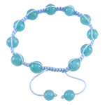 Dyed Marble Woven Ball Bracelets, with Nylon Cord, adjustable, blue, 10mm, 8mm, Length:Approx 7-10 Inch, 10Strands/Lot, Sold By Lot
