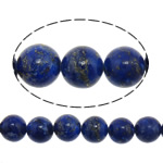 Lapis lazuli Gyöngyök, Természetes Lapis lazuli, Kerek, kék, 10mm, Lyuk:Kb 1.5mm, Kb 40PC-k/Strand, Naponta eladott Kb 15.5 inch Strand