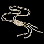Naturliga sötvatten pärlband, Freshwater Pearl, 2-tråd, vit, 6-9mm, Såld Per Ca 55 inch Strand