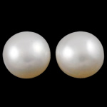 Perles nacres de culture d'eau douce demi percées , perle d'eau douce cultivée, bouton, naturel, semi-foré, blanc, 10-11mm, Trou:Environ 0.8mm, 36PC/sac, Vendu par sac