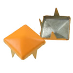 Iron, Square, painted, 4 claw, orange, nickel, lead & cadmium free, 9mm, 1000PCs/Bag, Sold By Bag