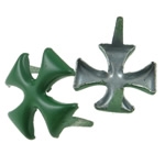 Iron, Cross, painted, 2 claw, green, nickel, lead & cadmium free, 12x12mm, 2000PCs/Bag, Sold By Bag