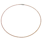 Tiger Tail провода шнур ожерелья, стальной провод, латунь Замочек винтовой (с резьбой), Платиновое покрытие платиновым цвет, цветочный отрез, 1mm, 16x4mm, длина:18 дюймовый, 500пряди/Лот, продается Лот