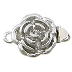 Brass Box Clasp, Flower, platinum color plated, single-strand, nickel, lead & cadmium free, 16x11x6.50mm, Hole:Approx 2mm, 100PCs/Lot, Sold By Lot