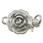 Brass Box Clasp, Flower, platinum color plated, single-strand, nickel, lead & cadmium free, 14x9x5mm, Hole:Approx 2mm, 100PCs/Lot, Sold By Lot