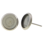 Edelstahl Ohrring Stecker, flache Runde, originale Farbe, 12mm, 12mm, 0.8mm, Innendurchmesser:ca. 10mm, verkauft von PC