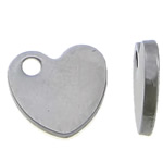 Stainless Steel Tag Charm, 304 Stainless Steel, Heart, original color, 9x10x1mm, Hole:Approx 2mm, 500PCs/Bag, Sold By Bag