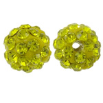Perles d'argile Pave strass, argile, Rond, avec strass, jaune citrine, 8mm, Trou:Environ 1.5mm, 50PC/sac, Vendu par sac