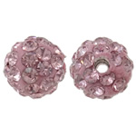 Perles d'argile Pave strass, argile, Rond, avec strass, rose clair, 8mm, Trou:Environ 1.5mm, 50PC/sac, Vendu par sac