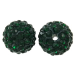 Rhinestone Clay Pave Beads, Round, with rhinestone, deep green, 12mm, Hole:Approx 2mm, 50PCs/Bag, Sold By Bag