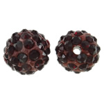 Strass Ton befestigte Perlen, rund, mit Strass, dunkelrot, 10mm, Bohrung:ca. 1.5mm, 50PCs/Tasche, verkauft von Tasche