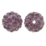 Rhinestone Clay Pave Beads, Round, with rhinestone, light purple, 10mm, Hole:Approx 1.5mm, 50PCs/Bag, Sold By Bag
