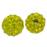 Rhinestone Clay Pave Beads, Round, with rhinestone, Citrine, 10mm, Hole:Approx 1.5mm, 50PCs/Bag, Sold By Bag
