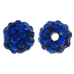 Perles d'argile Pave strass, argile, Rond, avec strass, couleur bleu foncé, 8mm, Trou:Environ 1.5mm, 50PC/sac, Vendu par sac