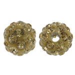 Rhinestone Clay Pave Beads, Round, with rhinestone, yellow, 8mm, Hole:Approx 1.5mm, 50PCs/Bag, Sold By Bag