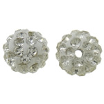 Rhinestone Clay Pave perler, rhinestone ler bane, Runde, med rhinestone, hvid, 10mm, Hole:Ca. 2mm, 50pc'er/Bag, Solgt af Bag