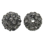 Rhinestone Clay Pave Beads, Round, with rhinestone, grey, 10mm, Hole:Approx 2mm, 50PCs/Bag, Sold By Bag