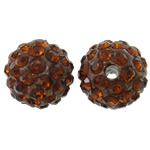 Rhinestone Clay Pave Beads, Round, with rhinestone, tan, 10mm, Hole:Approx 2mm, 50PCs/Bag, Sold By Bag
