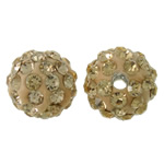 Strass Ton befestigte Perlen, rund, mit Strass, Sahnegelb, 10mm, Bohrung:ca. 2mm, 50PCs/Tasche, verkauft von Tasche