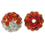Strass Ton befestigte Perlen, rund, mit Strass, 10mm, Bohrung:ca. 2mm, 50PCs/Tasche, verkauft von Tasche