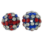 Perles d'argile Pave strass, argile, Rond, avec strass, 10mm, Trou:Environ 2mm, 50PC/sac, Vendu par sac