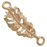 Animal Tibetan Style Connector, Feather, rose gold color plated, 1/1 loop, nickel, lead & cadmium free, 37x12x2.50mm, Hole:Approx 3mm, 200PCs/Lot, Sold By Lot