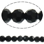 Efterligning CRYSTALLIZED™ Crystal Beads, Krystal, Runde, facetteret, Jet, 4mm, Hole:Ca. 1mm, Længde Ca. 14.3 inch, 10/
