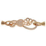 Brass Fold Over Clasp Findings rose gold color plated micro pave cubic zirconia & single-strand nickel lead & cadmium free Sold By PC