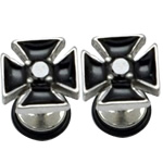 Stainless Steel Ear Piercing Jewelry with Rubber Cross enamel & with cubic zirconia original color 9mm Sold By Lot