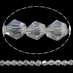 Imitatie CRYSTALLIZED™ kristal kralen, Bicone, AB plated, gefacetteerde & imitatie CRYSTALLIZED™ kristallen, Kristal, 6x6mm, Gat:Ca 1mm, Lengte Ca 11.8 inch, 10/