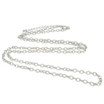 Iron Necklaces, Tibetan Style lobster clasp, with 7cm extender chain, platinum color plated, nickel, lead & cadmium free, 3.60x5x1.10mm, Length:Approx 30.5 Inch, 20Strands/Bag, Sold By Bag