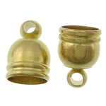 Messing End Cap, gold plated, nikkel, lood en cadmium vrij, 6x8.50mm, Gat:Ca 1.5mm, 5mm, 1000pC's/Bag, Verkocht door Bag