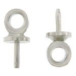Brass Peg Bail, platinum color plated, nickel, lead & cadmium free, 3x7x1mm 0.8mm, 5000PCs/Bag, Sold By Bag