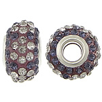 European Resin Beads, Rondelle, platinum color plated, brass double core without troll & with rhinestone & two tone, 10x15mm, Hole:Approx 5mm, 50PCs/Lot, Sold By Lot