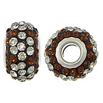 European Resin Beads Rondelle platinum color plated brass double core without troll & with rhinestone & two tone Approx 5mm Sold By Lot