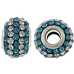 European Resin Beads Rondelle platinum color plated brass double core without troll & with rhinestone & two tone Approx 5mm Sold By Lot