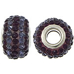 European Harz Perlen, Rondell, Platinfarbe platiniert, Messing-Dual-Core ohne troll & mit Strass & zweifarbig, 10x15mm, Bohrung:ca. 5mm, 50PCs/Menge, verkauft von Menge