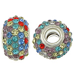 European Resin Beads Rondelle platinum color plated brass double core without troll & with rhinestone Approx 5mm Sold By Lot