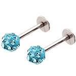 Stainless Steel Ear Piercing Jewelry 316L Stainless Steel with Rhinestone Clay Pave with rhinestone blue Sold By Lot