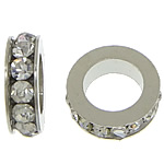 Rhinestone Spacers Zinc Alloy Rondelle platinum color plated with rhinestone clear nickel lead & cadmium free Approx 6mm Sold By Lot